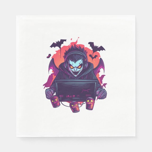 Halloween Vampire Gamer Napkin (Front)