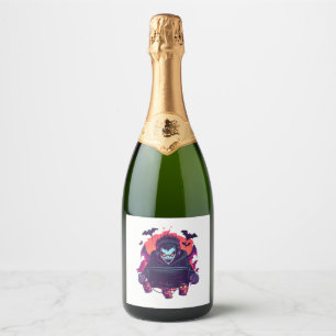 Halloween Vampire Gamer Sparkling Wine Label