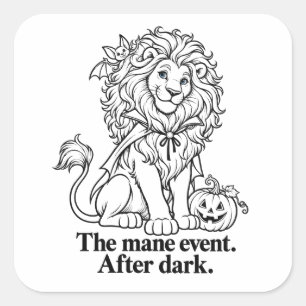 Halloween Vampire Lion The Mane Event Square Sticker