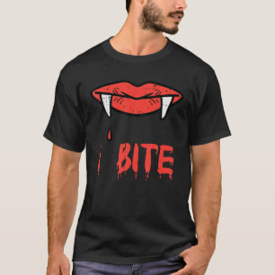Halloween Vampire Lips I Bite Fangs Costume Women T-Shirt