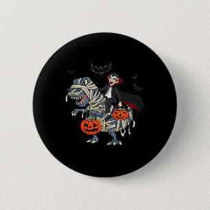 Halloween Vampire Riding T Rex Boys Girls Kids 6 Cm Round Badge