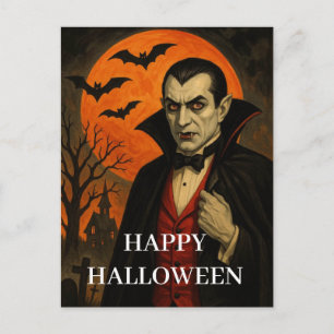 Halloween Vampire Scary Night Pumpkin Postcard