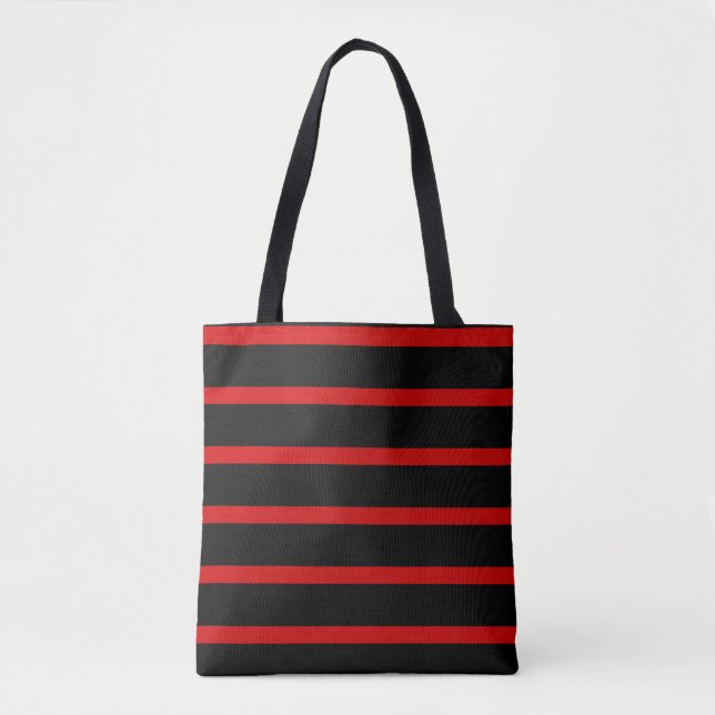 Halloween Vampire Style Red and Black Stripes Tote Bag (Front)