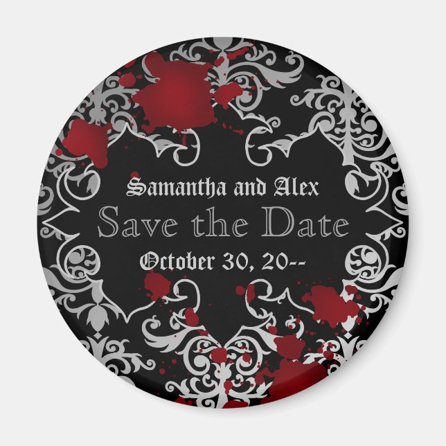 Halloween vampire theme wedding save the date magnet (Front)