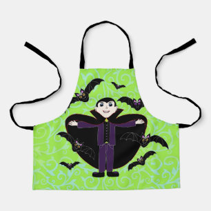 Halloween Vampire with Bats Green Apron
