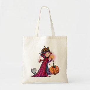 Halloween Vampire with Cat and Pumpkin Tote Bag