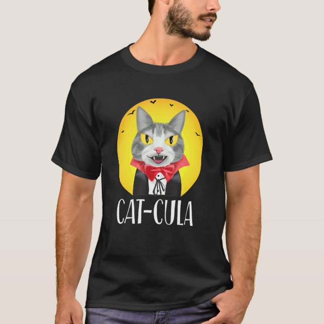 Halloween  Vampurr Spooky Cat Vampire Cat Cula Dra T-Shirt (Front)
