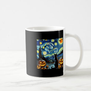 Halloween Van Gogh Starry Night Black Cat Coffee Mug