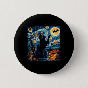 Halloween Van Gogh' Starry Night Black Cat Pumpkin 6 Cm Round Badge