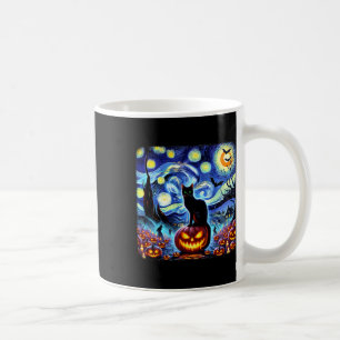Halloween Van Gogh Starry Night Black Cat Pumpkins Coffee Mug