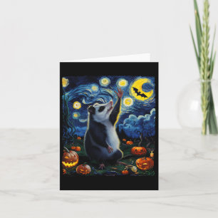 Halloween Van Gogh' Starry Night Opossum Pumpkins  Card