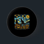 Halloween Van Gogh Starry Night Pumpkin Black Cat  6 Cm Round Badge<br><div class="desc">Halloween Van Gogh Starry Night Pumpkin Black Cat Costume</div>