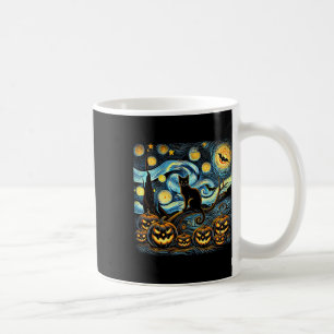 Halloween Van Gogh Starry Night Pumpkin Black Cat Coffee Mug