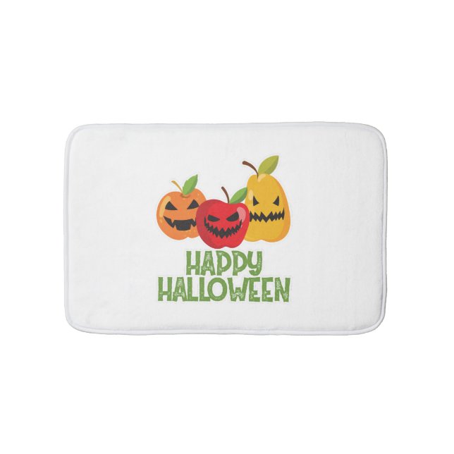 Halloween Vegan Happy Halloween Pumpkin Vegetarian Bath Mat (Front)
