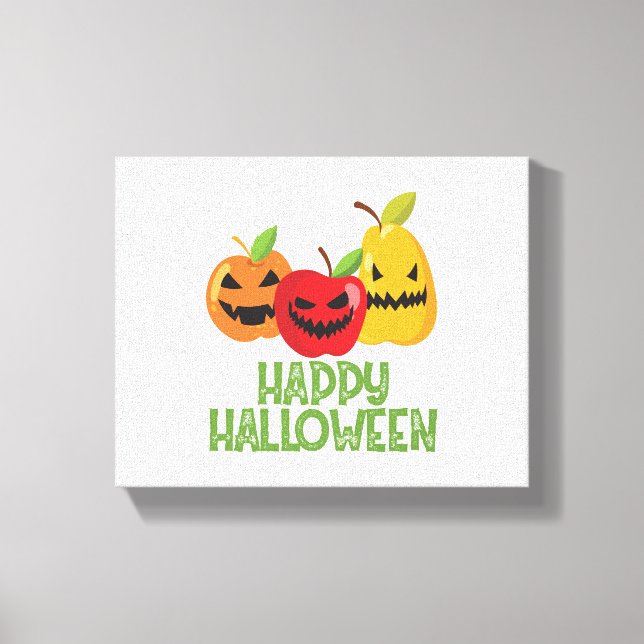 Halloween Vegan Happy Halloween Pumpkin Vegetarian Canvas Print (Front)