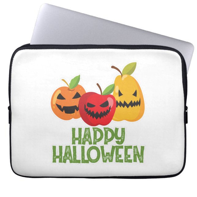 Halloween Vegan Happy Halloween Pumpkin Vegetarian Laptop Sleeve (Front)