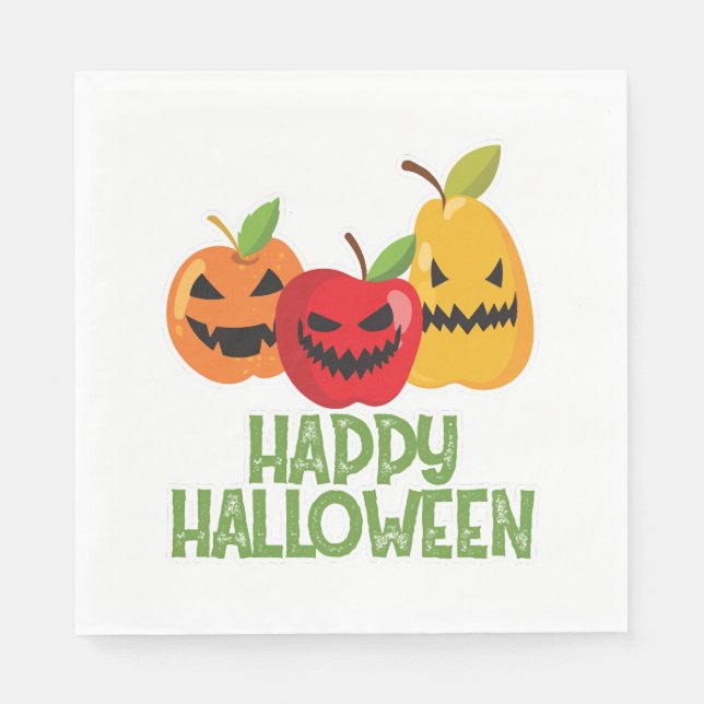Halloween Vegan Happy Halloween Pumpkin Vegetarian Napkin (Front)