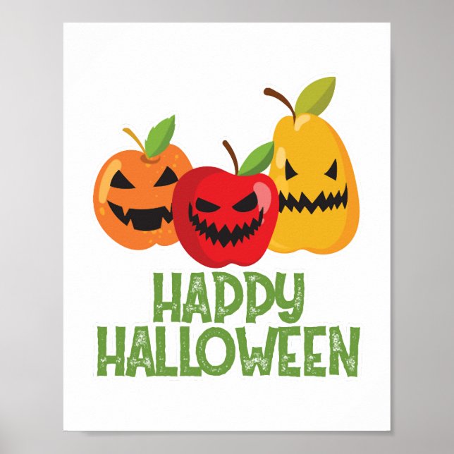 Halloween Vegan Happy Halloween Pumpkin Vegetarian Poster (Front)