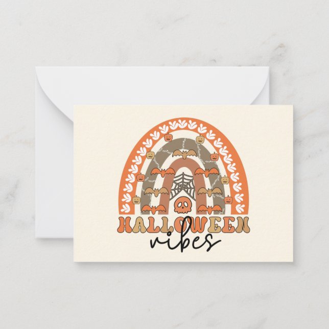 Halloween Vibes Boho Rainbow Fall Halloween Card (Back)