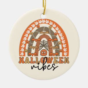 Halloween Vibes Boho Rainbow Fall Halloween Ceramic Tree Decoration