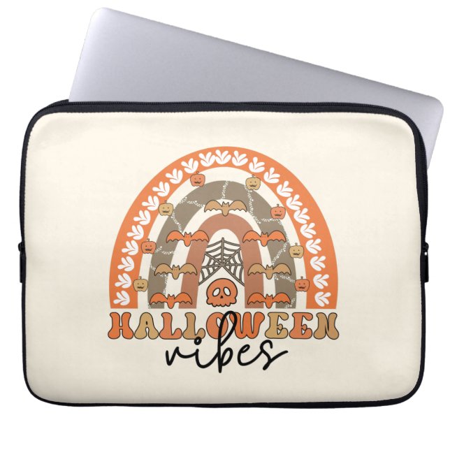 Halloween Vibes Boho Rainbow Fall Halloween Laptop Sleeve (Front)