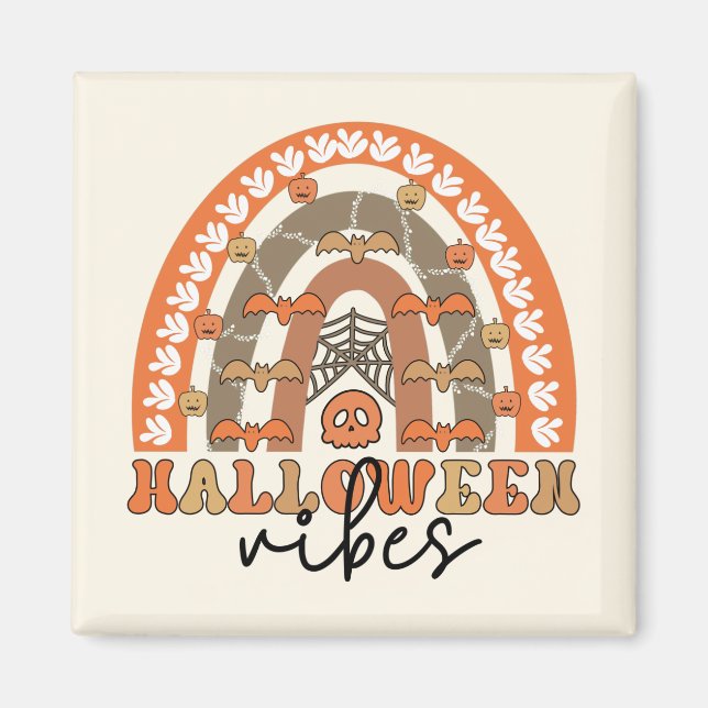 Halloween Vibes Boho Rainbow Fall Halloween Magnet (Front)