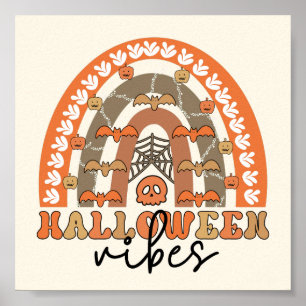Halloween Vibes Boho Rainbow Fall Halloween Poster