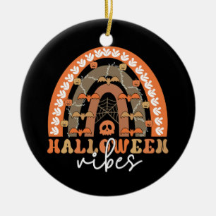 Halloween Vibes Boho Rainbow Fall Spooky Ceramic Tree Decoration