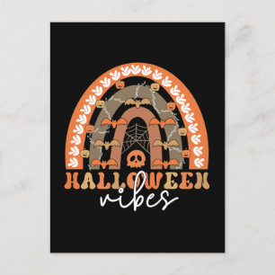 Halloween Vibes Boho Rainbow Fall Spooky Postcard