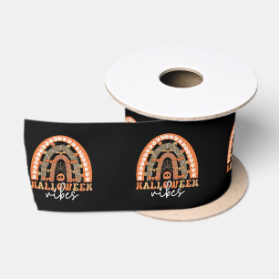 Halloween Vibes Boho Rainbow Fall Spooky Satin Ribbon