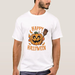 Halloween Vibes, Brooms, Candy Corn, and Pumpkin  T-Shirt