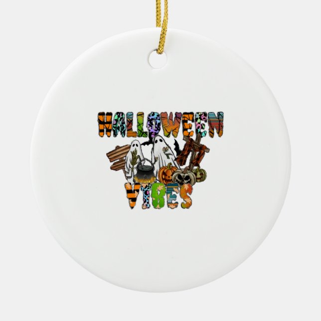 Halloween Vibes Ceramic Tree Decoration (Front)