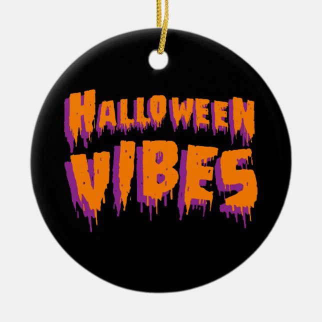 Halloween Vibes Ceramic Tree Decoration (Front)