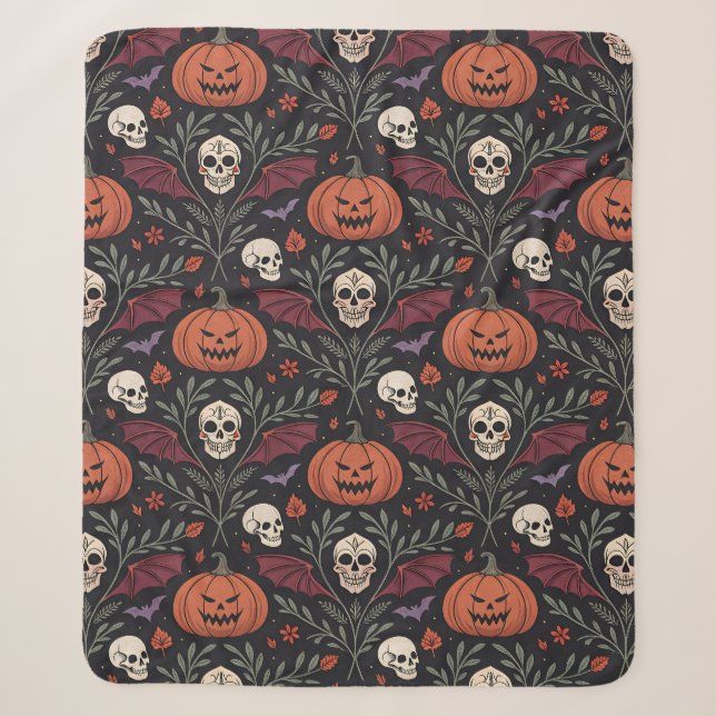 Halloween Vibes Pattern Sherpa Blanket (Front)