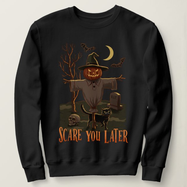 Halloween Vibes – Pumpkin Head Scarecrow Sweatshirt (Design Front)