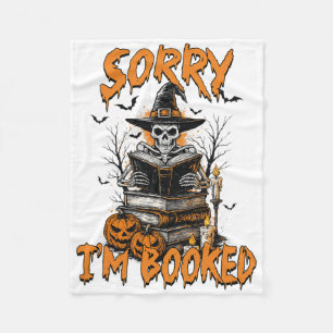 Halloween Vibes Reading Book Lover Bookish Sorry I Fleece Blanket