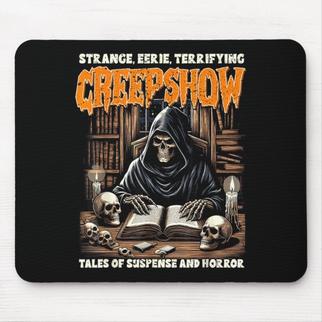 Halloween Vibes Spooky Reading Skeleton Witch Show Mouse Mat (Front)