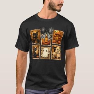 Halloween Vibes Spooky Season Boo Ghost Black Cat T-Shirt
