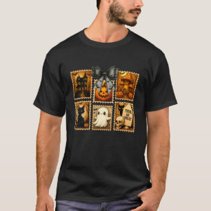 Halloween Vibes Spooky Season Boo Ghost Black Cat T-Shirt