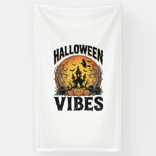 Halloween Vibes Vintage Haunted Moon Shirt Design_ Banner