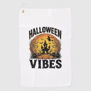 Halloween Vibes Vintage Haunted Moon Shirt Design_ Golf Towel