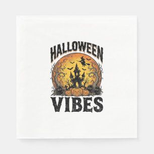 Halloween Vibes Vintage Haunted Moon Shirt Design_ Napkin