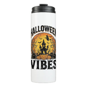 Halloween Vibes Vintage Haunted Moon Shirt Design_ Thermal Tumbler