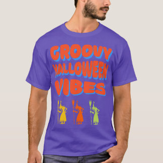 Halloween Vibes Witches Standing Retro Colours T-Shirt