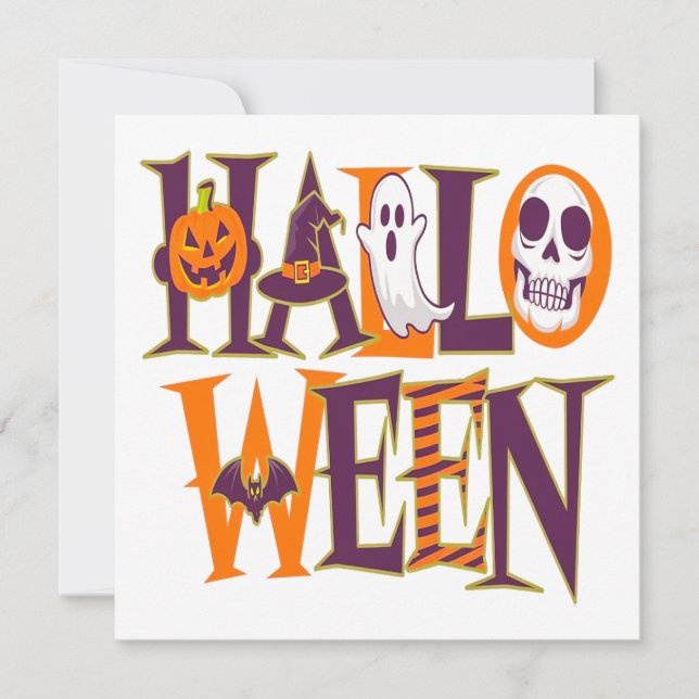 Halloween vibrant colorful invitation (Front)