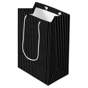 Halloween Victorian Black & Grey Vertical Stripes Medium Gift Bag
