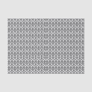 Halloween Victorian Damask Brocade Black on White Tissue Paper