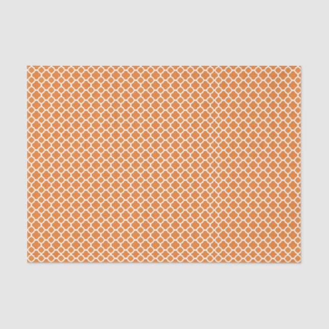 Halloween Victorian Moroccan Tiles Deep Orange Tissue Paper (Front)