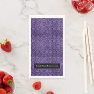 Halloween Victorian Purple & Black Brocade Damask Napkin