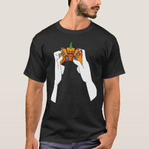 Halloween Video Game Controller Pumpkin Face Gamin T-Shirt